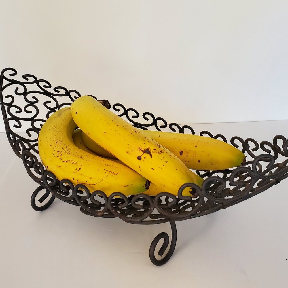 Dark Metal Fruit Bowl Footed Boat Shape Display Shabby Chic Tuscan Baroque Chic - Picture 2 of 11